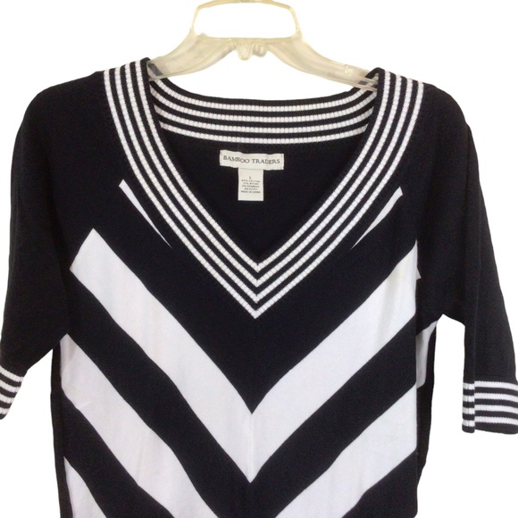 Bamboo Traders Women's Striped V-neck Sweater L - Picture 3 of 3